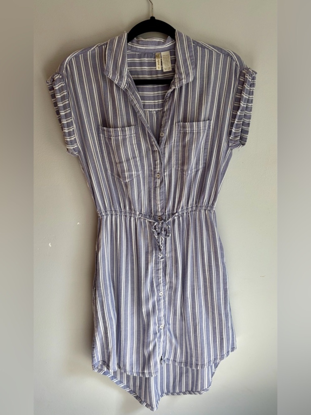 Striped Button-Front Dress in Blue and White $4/25